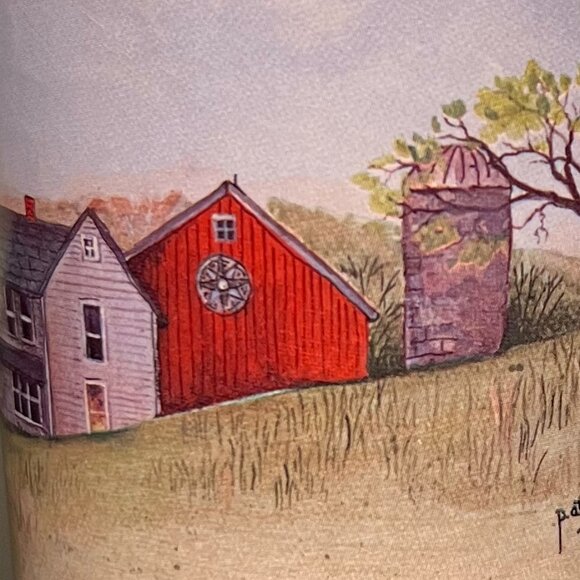 “Just for Pretty" Art Mug by Pat Richter 2003 ~ Red Barn w/ Star Quilt Hex Sign - Picture 6 of 13